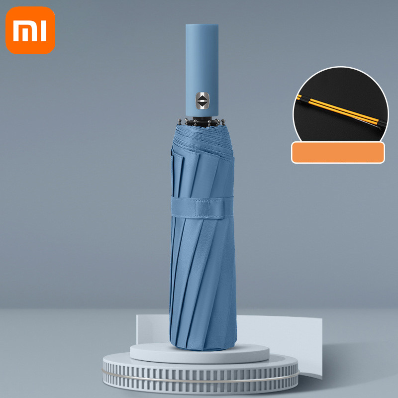 Xiaomi-Paraguas automático para exteriores, sombrilla de Color sólido de 24 huesos, ligera y plegable, de gran tamaño, con protección Uv: Negro