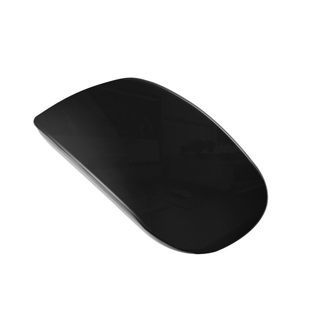 Magic touch trådløs mus ergonomisk ultratynde usb optiske mus 1600 dpi computermus med usb c adapter til apple macbook pc: Sort mus