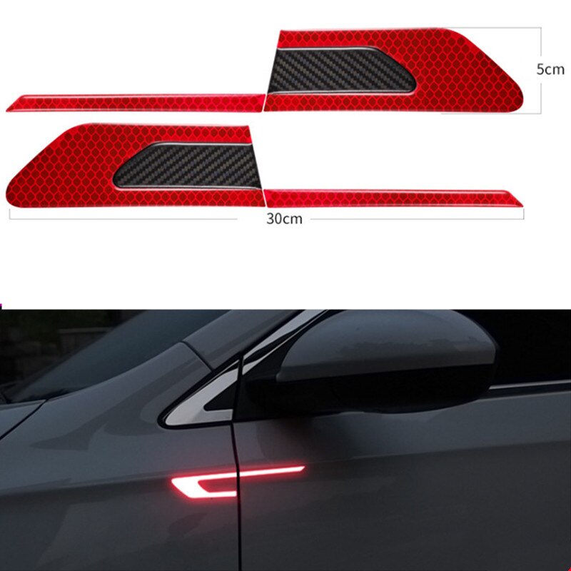 2 Stuks Auto Blad Board Reflecterende Sticker Voor Renault Koleos QM5 QM6 Scenic Megane Fluenec Latitude Clio Rubbe: Rood