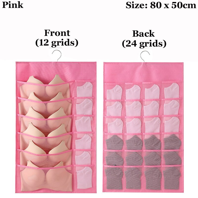 Double-sided Mesh Wardrobe Storage Hanging Organizers For Underwear Bra Socks Necktie Folding Closet Clothing Rack Hanger: C16