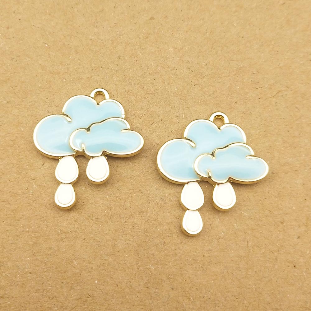 10pcs 20x23mm cloud and rain enamel charm for jewelry making crafting earring pendant necklace and bracelet charms