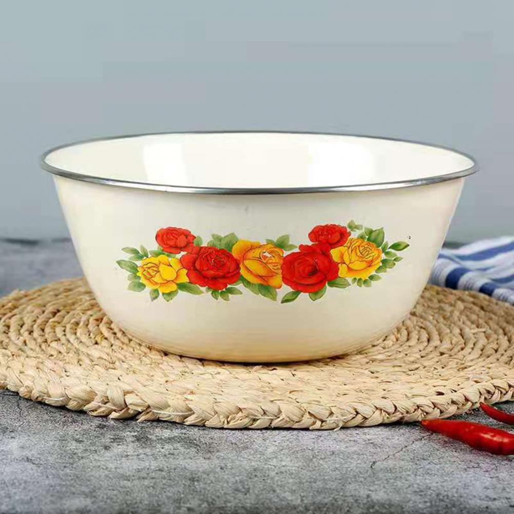 Clear Pattern Enamel Bowl Chinese Style Nostalgic Salad Bowls Exquisite Easy to Clean Kitchen Dinnerware Home Decor
