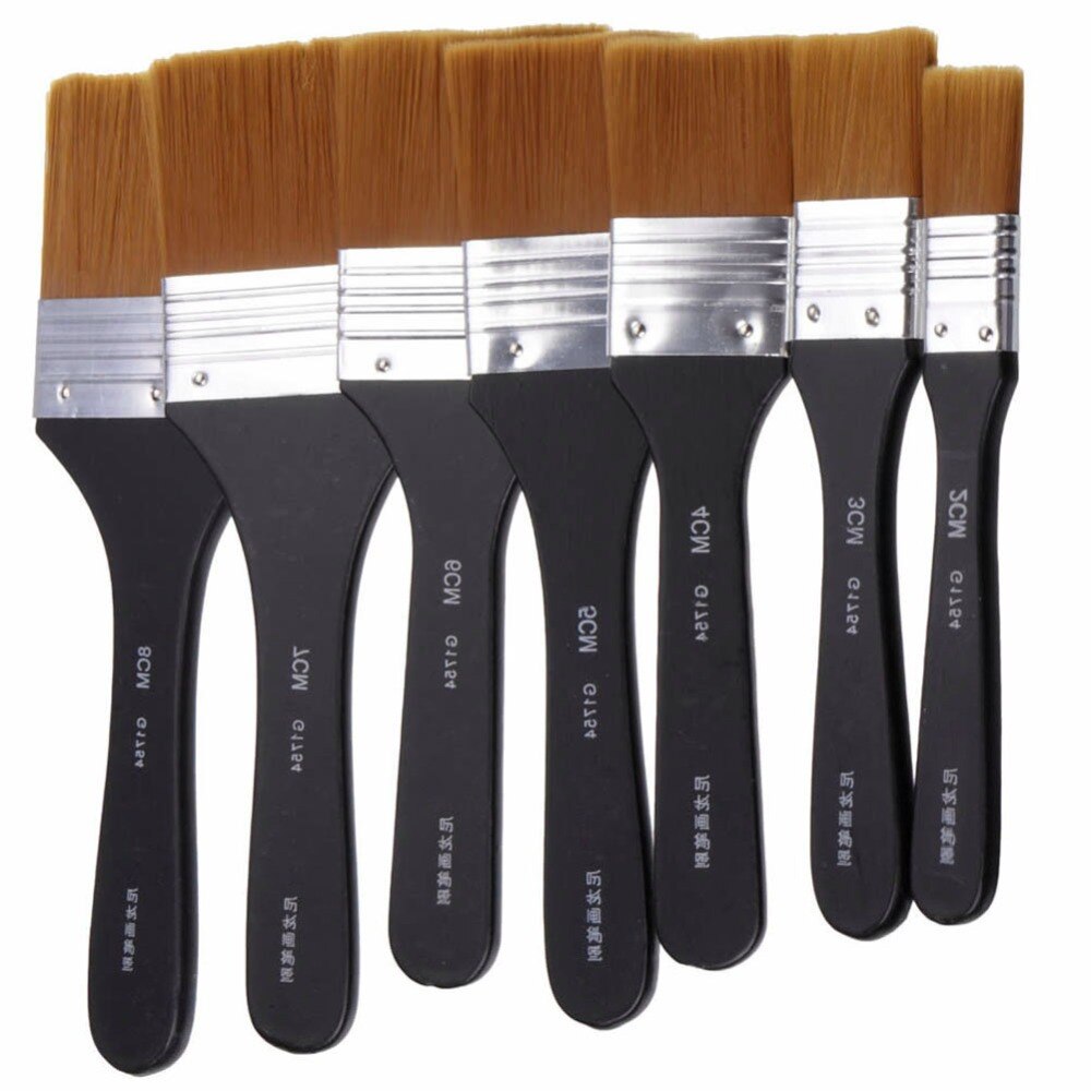 Pincel de nailon para artista, pincel plano para pintar al óleo, acuarela, pintura, 7 modelos, 1 unidad