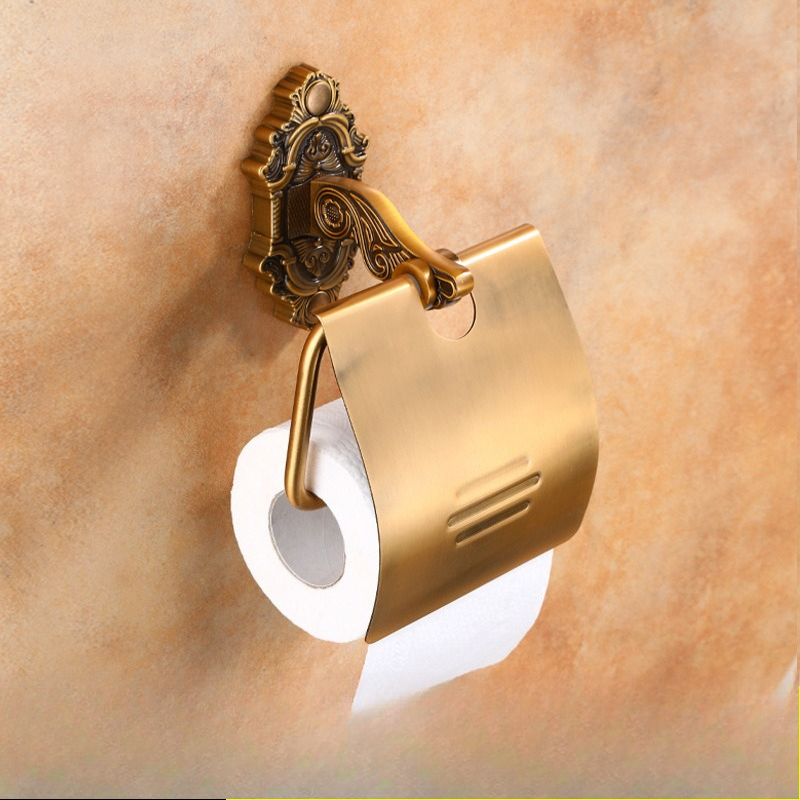 Soporte de papel higiénico montado en la pared Vintage clásico baño antiguo rollo de latón caja de pañuelos accesorios de baño: Rojo