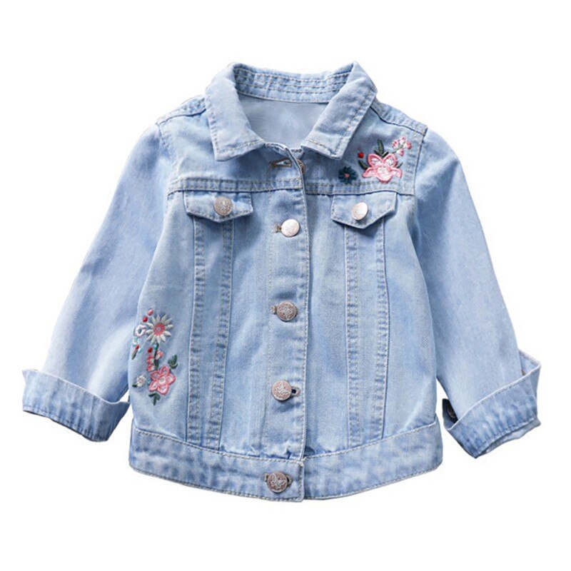 Girl denim jacket coat Flower embroidery Children's Spring Autumn coat kids jacket baby coat girl's baby jacket: 5