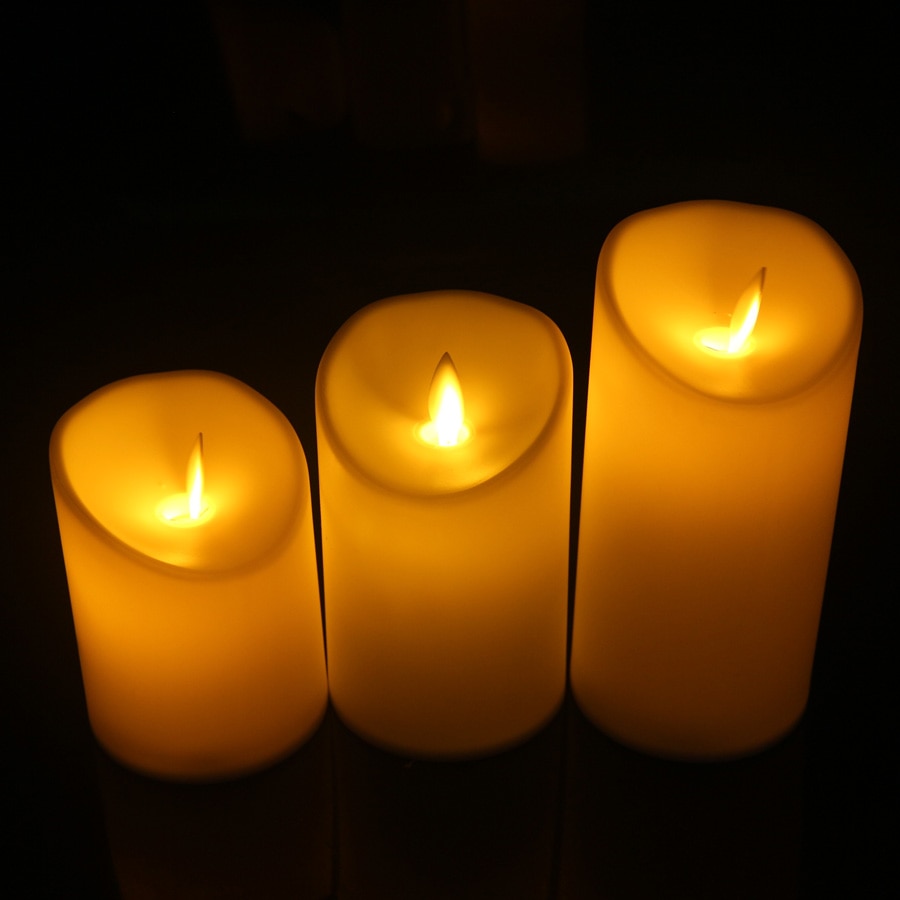 3 unids/set de vela LED sin llama, lámpara de vela con llama amarilla LED, vela operada, luces de noche, de boda, decoración del hogar