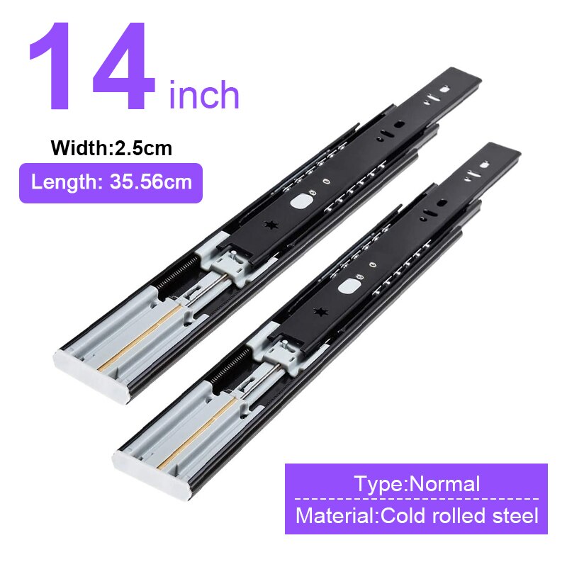 10 "-20" Lade Schuif Rail Soft Close Lade Rail Slide Rail Drie-Sectie Kast Slide Rail meubels Hardware: 14inch 35cm