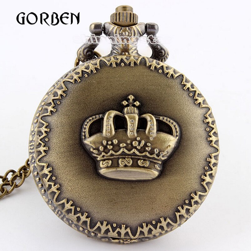Retro bolsillo Vintage reloj De bronce real Imperial corona De cuarzo colgante, collar, cadena, los hombres y las mujeres relojes para reloj De Bolso