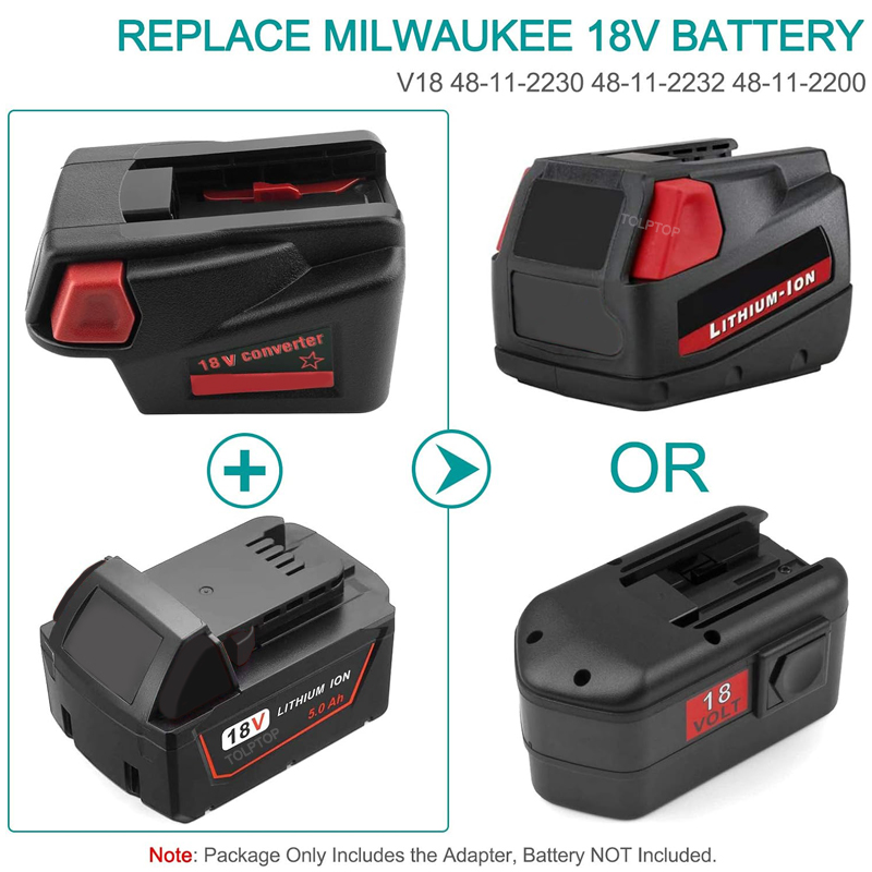 Akku-Adapter-Konverter für Milwaukee 18 V Li-Ionen-Akku für Milwaukee V18 48-11-1830 Akku-Werkzeuge mit USB-Ladeanschluss