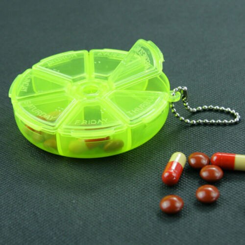7 Days Weekly Pill Box Dispenser Round Tablet Pill Holder For Travelling Organizer Container Dispenser Solitters Box