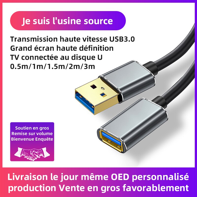 USB3.0 Extension Cable USB 3.0 Male to Female Extension Data Sync Cord Cable Extend Connector Cable for Laptop PC Gamer mouse 3m
