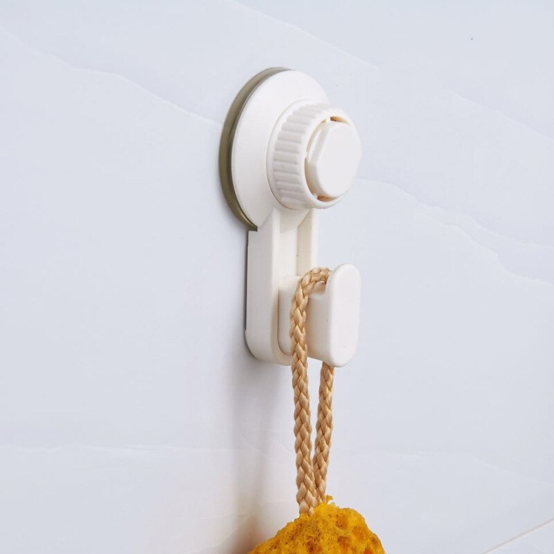 1pc ABS Vacuum Suction Hook 5KG Strong Hanger For Kitchen Bathroom Door Key Wall Hooks Organizer: white