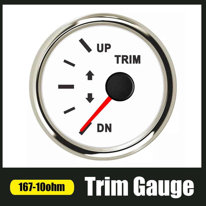 Auto Boot Trim Gauge UP-DN Für Inboard Außenbordmotor 0-190ohm 167-10ohm Mit Rot Hintergrundbeleuchtung 12V 24V