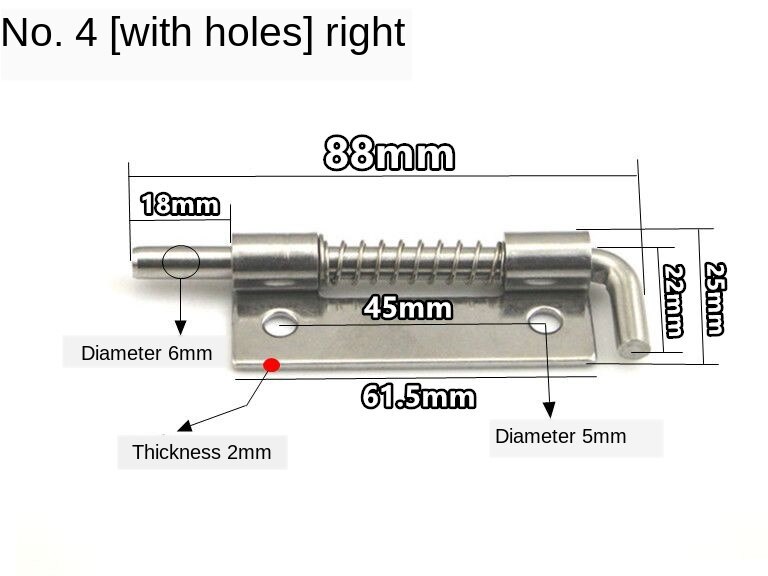 Spring Bolts Latch Hardware Stainless Steel 304 Cabinet Industrial Flat Welding Distribution: 4-Hole-R