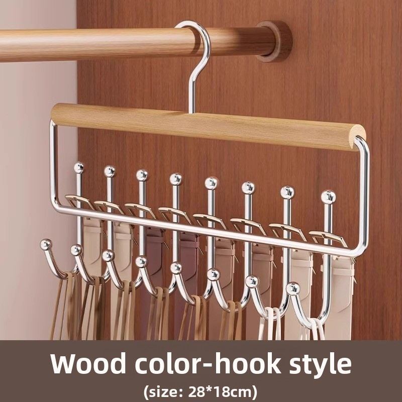 Organizzatore Versatile in Legno per Cappelli con Ganci - Salvaspazio per Cappelli, Cinture, Cravatte e Vestiti - Espositore per Casa e Armadio: S / Grigio chiaro