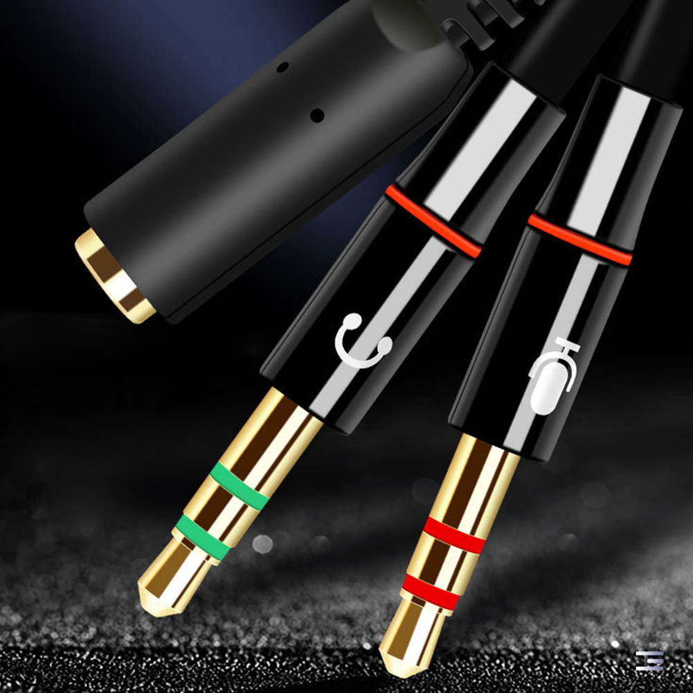 headset-splitter trrs 3.5mm hunnkontakt til til 3.5 trs hannkontakt hodetelefon-mikrofonadapter konverteringskabel til stasjonær bærbar pc
