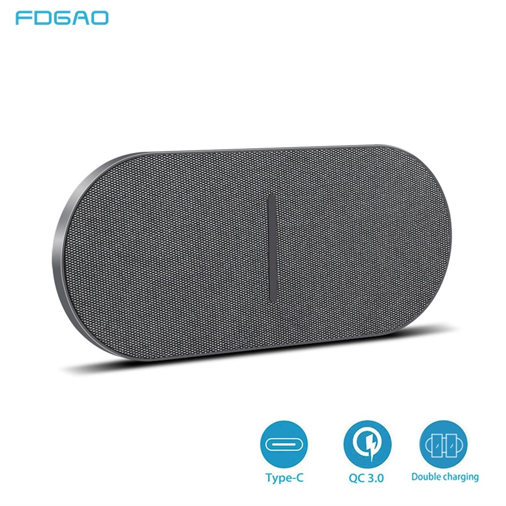 FDGAO 2 in 1 20W Dual Seat Qi Wireless Charger for Samsung S20 S10 Double Fast Charging Pad for iPhone 11 XS XR X 8 Airpods Pro