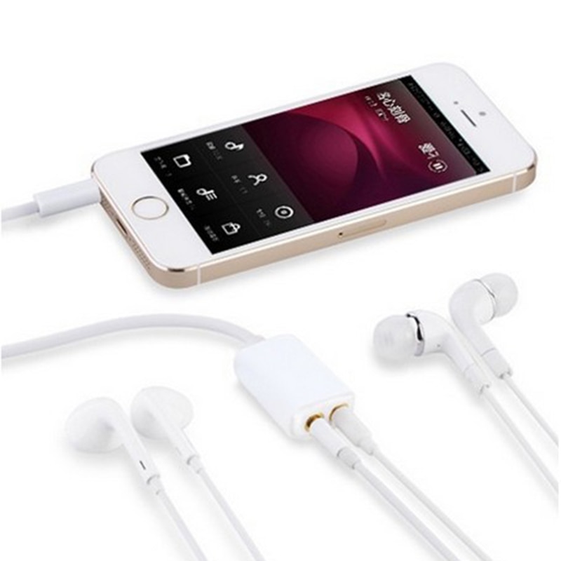 3.5mm Double Jack Headphone Splitter Microphone Audio Adapter 2 In 1 Headphone Jack Microphone Hole For Moblie Phone