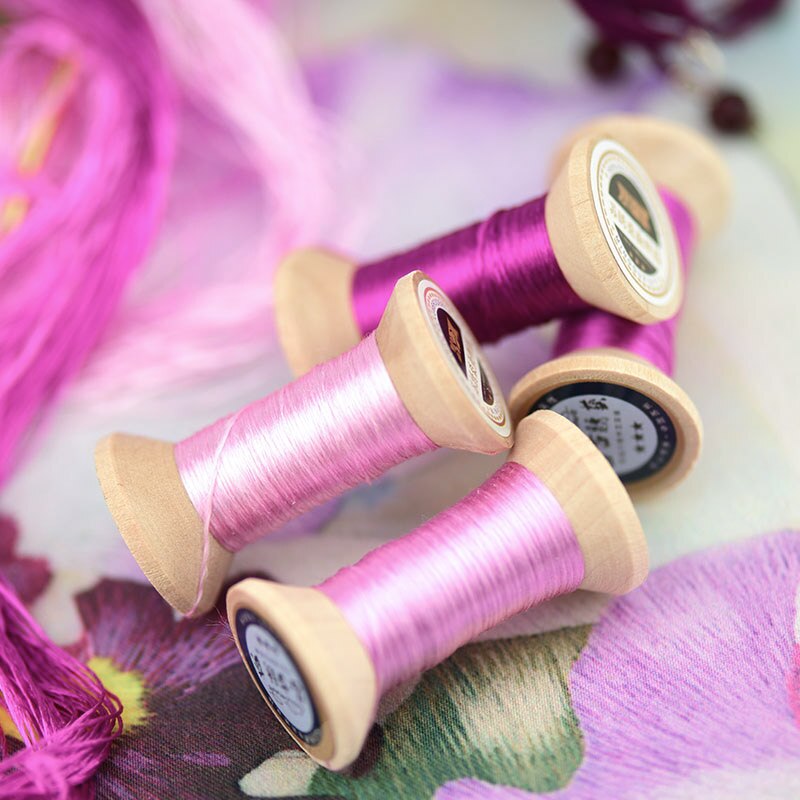 Handmade embroidery embroidery thread spool / silk embroidery thread / wrapped silk silk thread / rose purple / each 20 meters