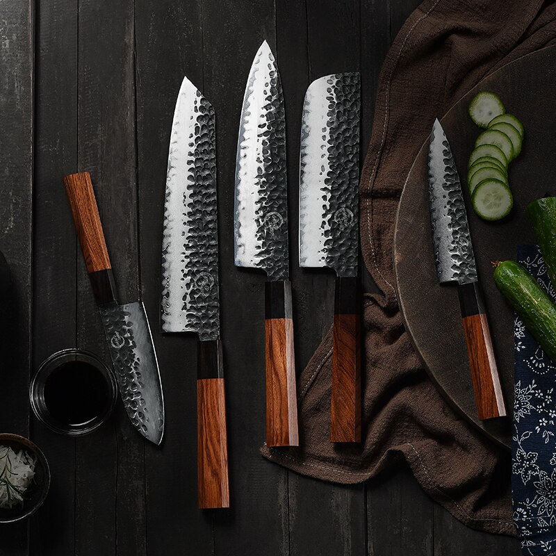 Japanese Chef Knives Set 3 Layers AUS-10 Steel Meat Cleaver Salmon Fish Filleting Santoku Knife GRANDSHARP
