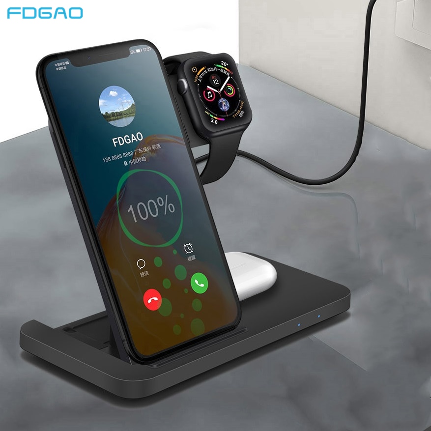 15w 3 in 1 qi langaton laturi telakointiasema pikalatausteline iphone 11 pro xs xr  x 8 apple watch  se 6 5 4 3 2 airpods pro