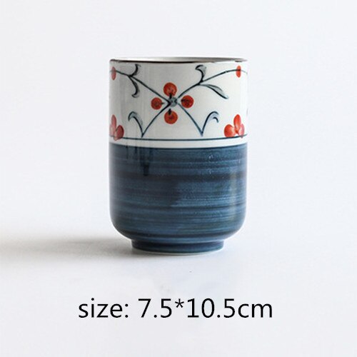 Grote waterbeker in japanse stijl, beschilderde watermok, theekop van steengoedkeramiek, handbeschilderd keukendrinkgerei, rechte theekom: A