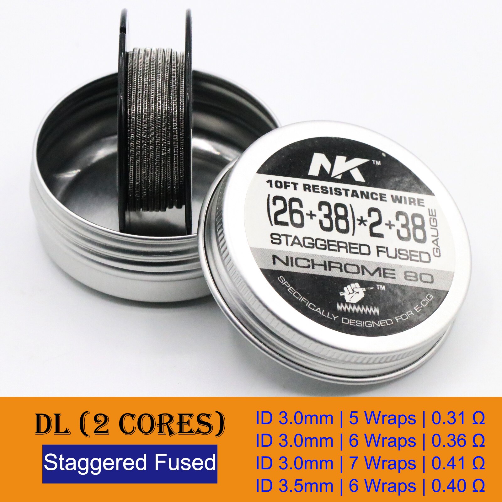 NK Ni80 filo di bobina Clapton fuso Nichrome sfalsato filo di riscaldamento alieno per Vape RDA RTA 10 piedi: 14. Ni80 Staggered