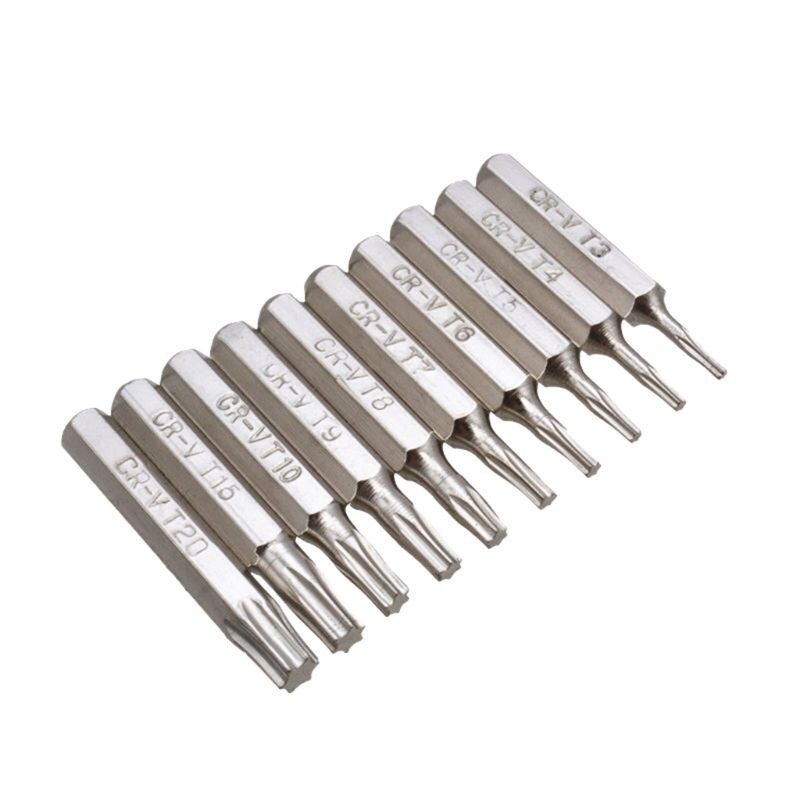 10 Uds CR-V Torx destornillador conjunto T3 T4 T5 T6 T7 T8 T9 T10 T15 T20 de reparación móvil poco flores de ciruelo reparación de la cabeza