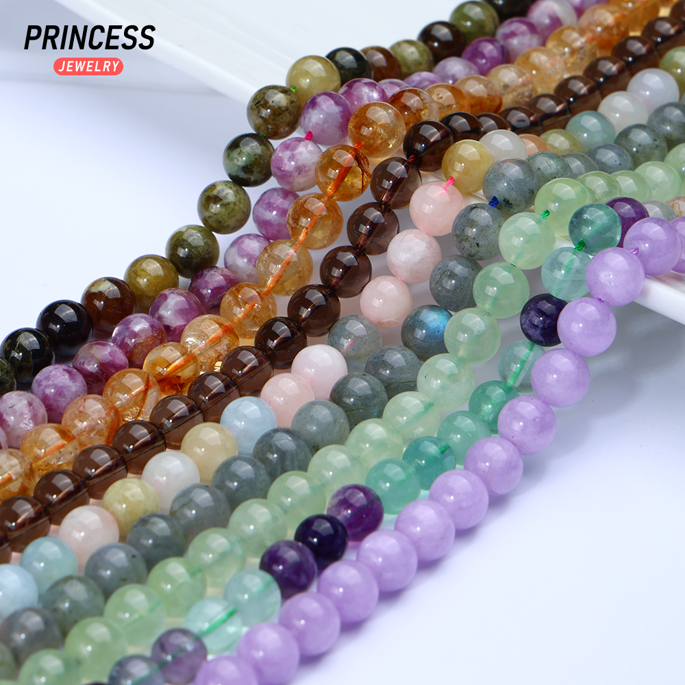 Natural Stone Beads 6/8/10mm Labradorite Citrine Amethyst Garnet Beads for Jewelry Making DIY Bracelet Necklace