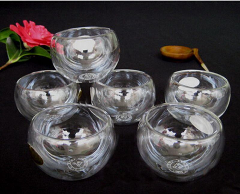 1 set Gaiwan Thee Set Met 6 Kopjes 600 ml Glas Thee pot Dubbele Muur Gemaakt In China ketel