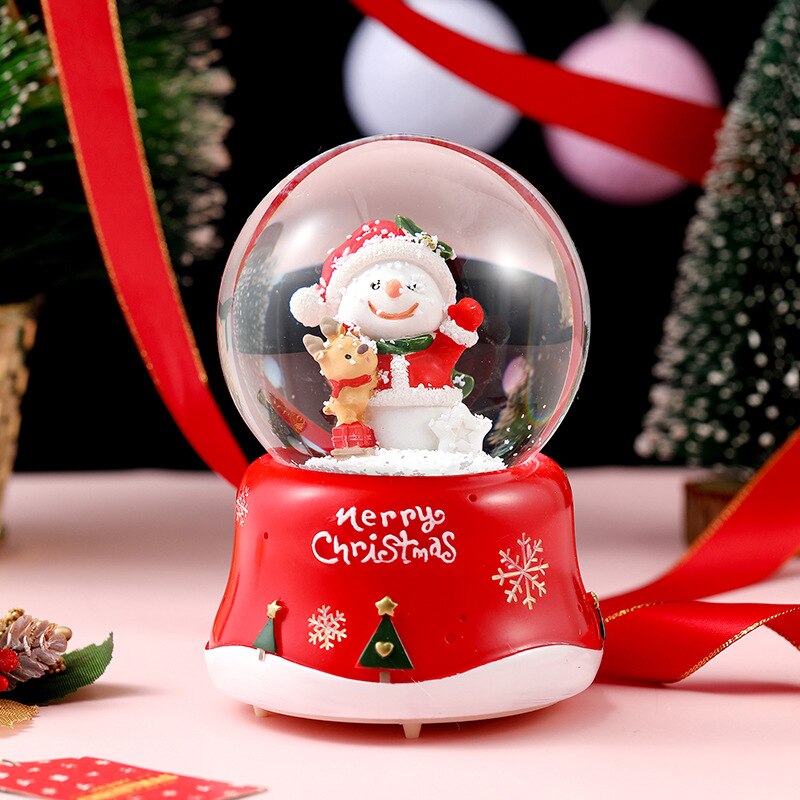 3d-light Kristallen Bol Roterende Muziek Doos, 5 Inch Cartoon Santa Serie Sneeuw Globe Glas, huwelijkscadeau (Zelf Voorzien Batterij): 3
