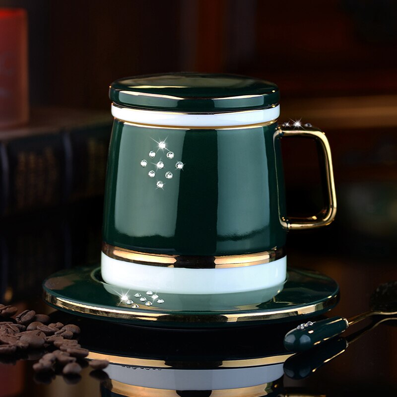 Stort kaffekrus med låg ske morgenmad simpelt kontor kaffekrus genanvendeligt nordisk isoleret taza selvomrørende krus  xx60cm