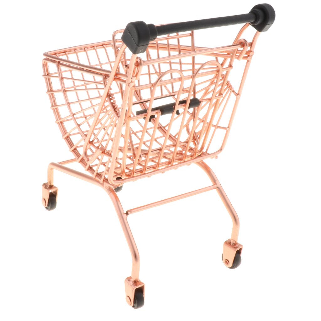 mini Metallo Supermercato shopping Spinta A Mano Carrello della spesa per il bambino/bambino Gioco di Ruolo fingere Gioco Giocattolo Inerente Allo Sviluppo di-Rosa oro