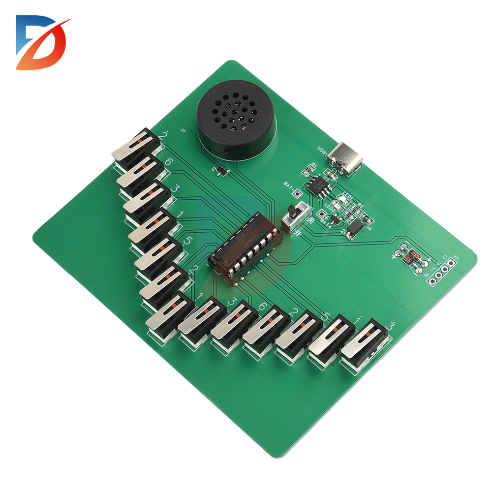 Elektronisches Kalimba-DIY-Bausatz, DC 3–5 V, pentatonisches Instrument, Schweißübungen, lustige Leiterplattenteile Typ C, ohne Batterie