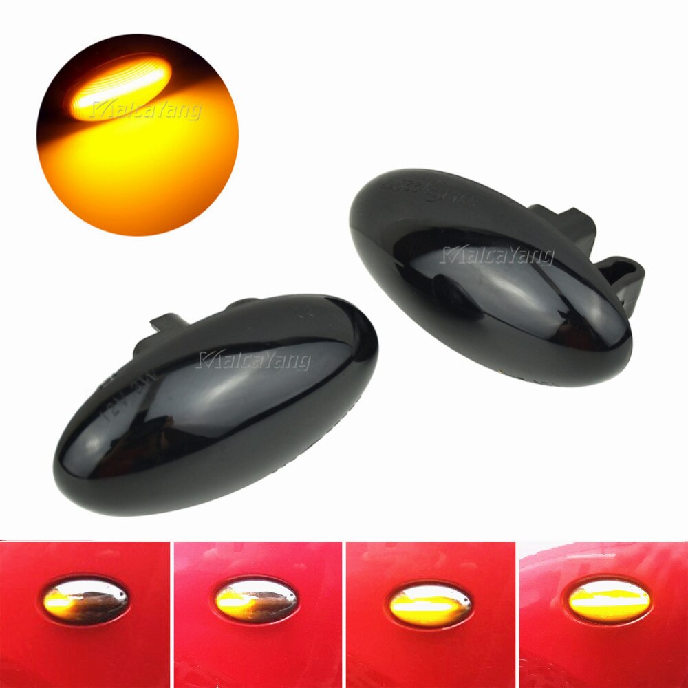 For Peugeot 307 206 407 107 607 1007 Citroen C1 C2 C3 C5 C6 Side Marker Light Dynamic LED Turn Signal Flashing Indicator Blinker: Dynamic Smoked Black