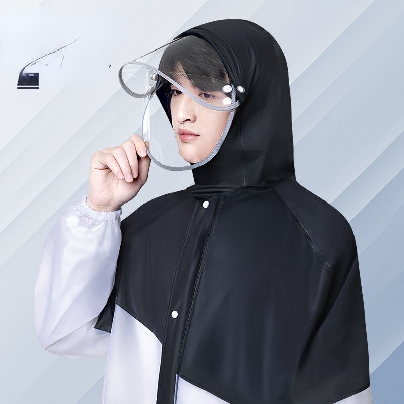 Domueay Poncho Pluie Imperméable 2 Pièces Réutilisable EVA Cape De Pluie Avec Capuche Femme Homme Poncho De Pluie Adulte Leger Vetement De Pluie Respirante Pour Festival Camping Randonnée, Blanc