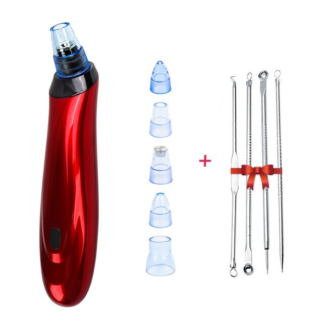 Blackhead Remover Electric Face Acne Black Dot Pimple Microcrystalline Blackhead Vacuum Cleaner Pore Blackhead Skin Care Tools: Red With Gift