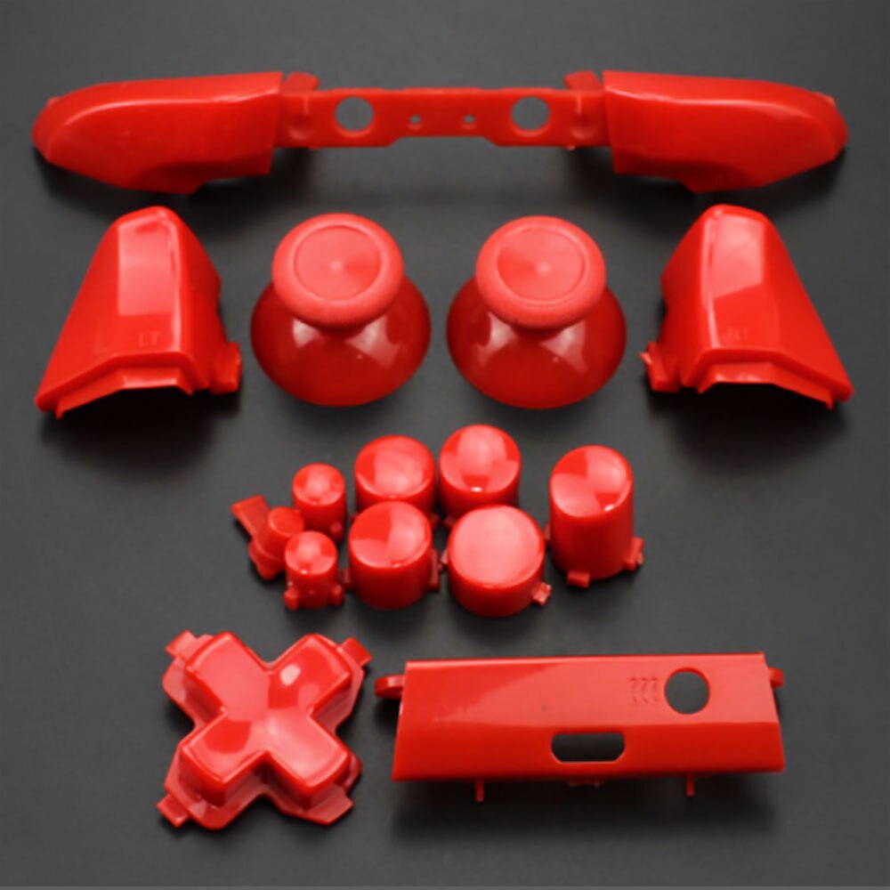 JCD Plastic&Chrome Plating Full Button Set Dpad RT LT RB LB ABXY Guide ON OFF Buttons For Xbox One S Controller Gamepad Repair: Red