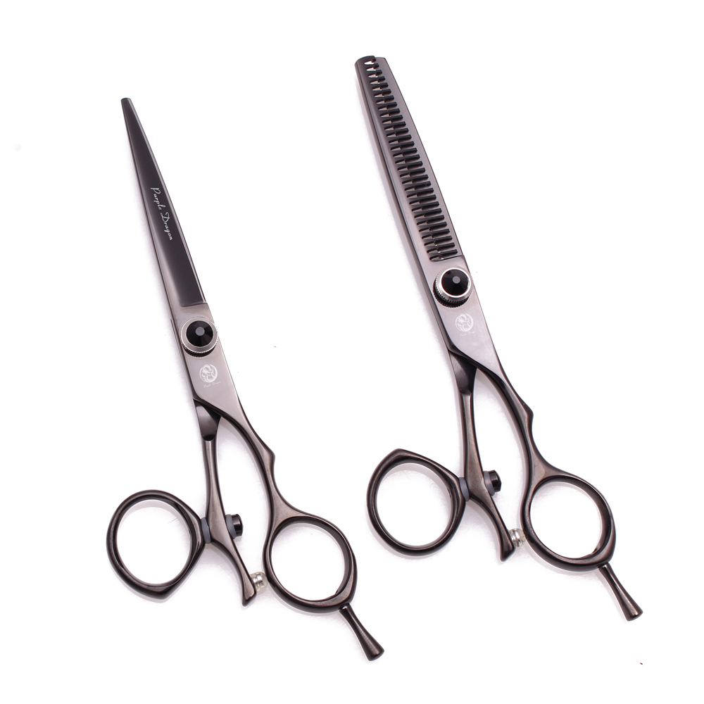 Tijeras profesionales de peluquería 5,5 "6" dragón púrpura JP 440C tijeras de corte de pelo de pulgar giratorio tijeras de adelgazamiento de peluquero Z9019
