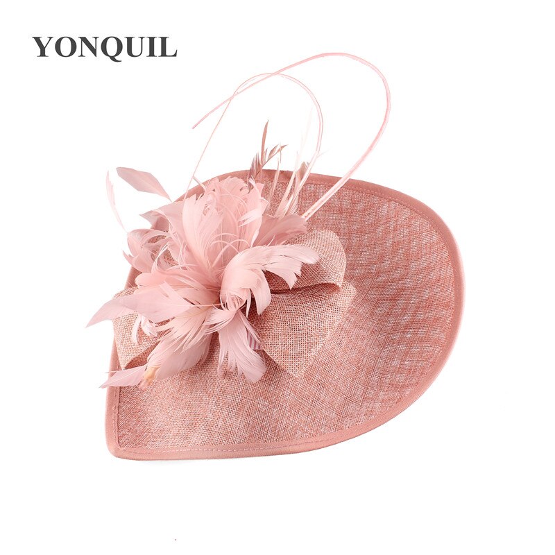 Chapeau de mariage de mariée rose vif chapeaux Banquet fascinators chapeau mariée mariage plume fleur coiffe de mariage cerceaux femmes chapeau