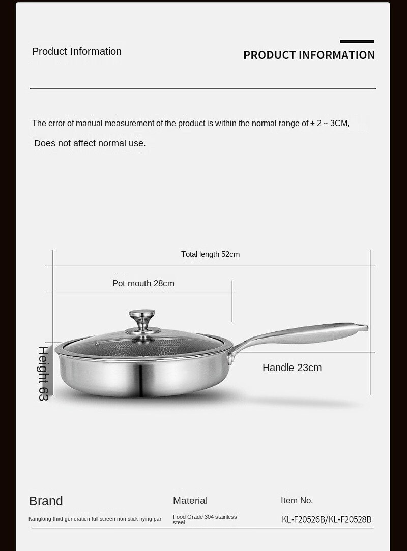 304 Stainless Steel Wok Non-stick Pan Double-sided Honeycomb Without Oil Smoke Frying Pan Wok Without Phosphorus Kitchen Pan
