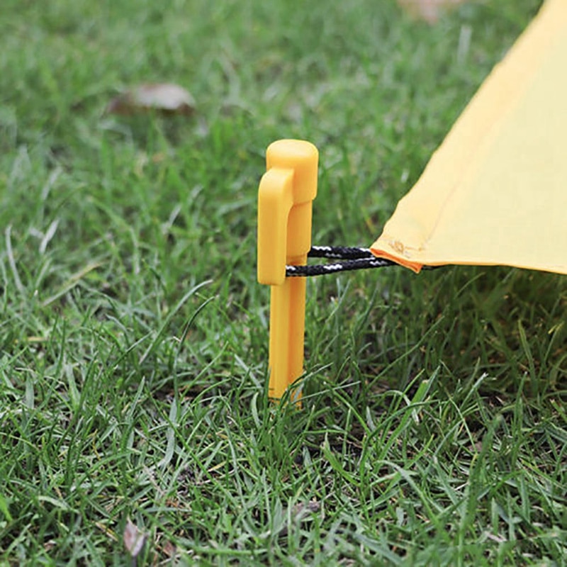 10Pcs Camping Gereedschap Plastic Haringen Nagels Zand Grond Stakes Outdoor Camping Tent Luifel Geel Tent Accessoires