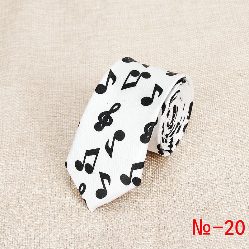 Corbata delgada de clásica para hombre, notas musicales coloridas, guitarra de Piano impresa, corbata de poliéster de 5cm de ancho, accesorio de para: 20