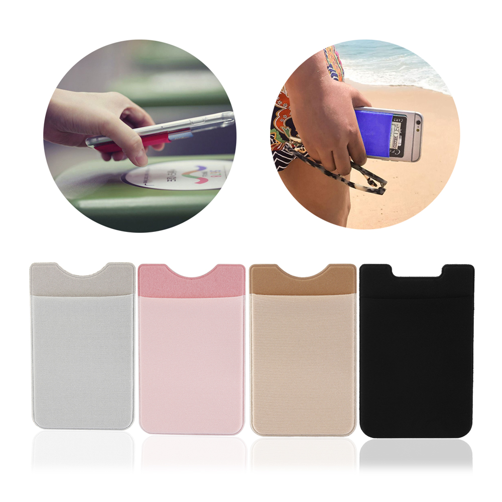 Universal auto-adhesivo elástico teléfono móvil cartera funda Stick On crédito ID tarjeta titular bolsillo autoadhesivo pegatina CardSleeve