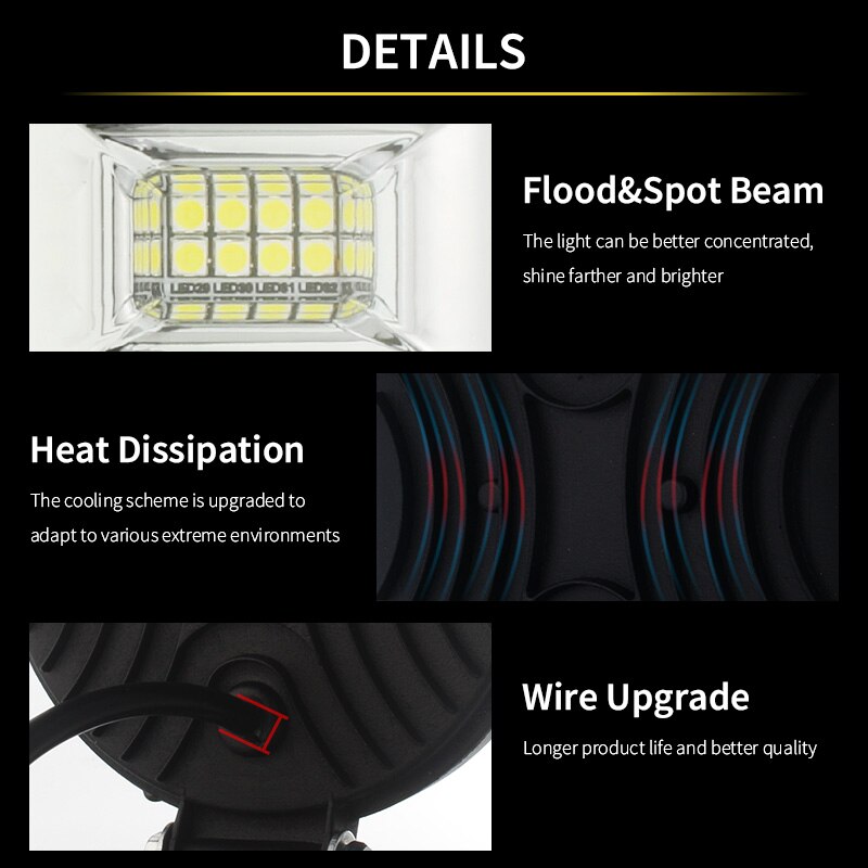 PICAA Mini 2 stks 3 Inch 42 W Spot Led Werk Licht, 12 V 24 PICAA Mini 2 stks 3 Inch 42 W Spot Led Werk Licht, 12 V 24