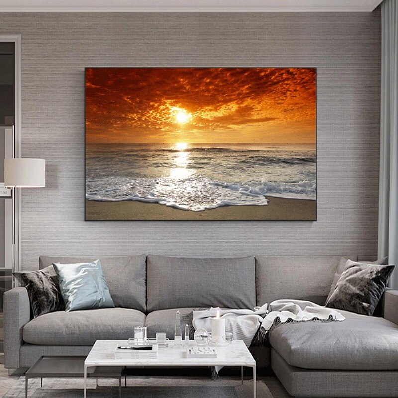 Sunsets Natural Sea Beach Landscape Posters And Prints Canvas Painting Panorama Scandinavian Wall Art Picture For Living Room