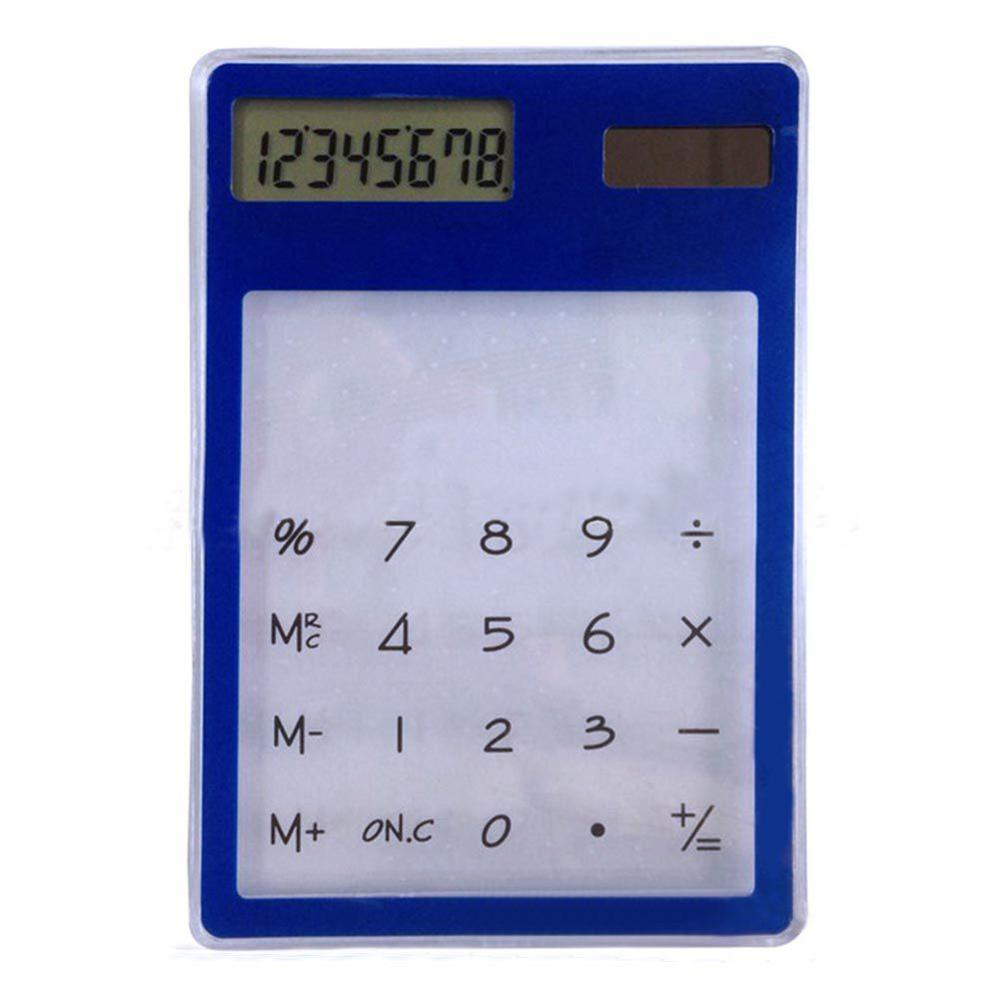Ultra-thin Handheld Transparent Scientific Calculator Cute Pocket Calculator Solar Calculators Scientific for School Meeting: Blue