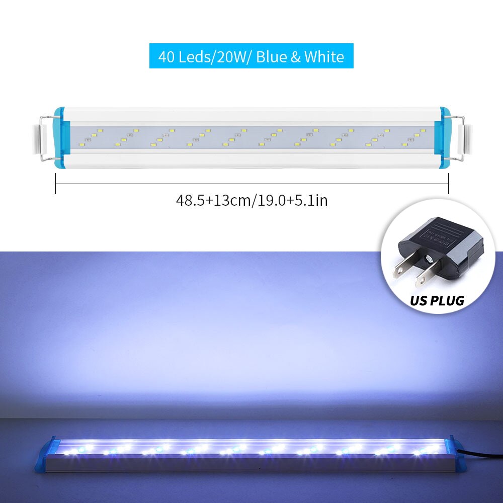 Super Slim LEDs Aquarium Lights Clip-on LED Plants Grow Light Aquatic Freshwater Lamps Waterproof Lamp For Fish Tanks 18-71CM: SZD-L50BW-US