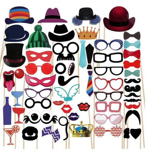 Funny Birthday Photo Booth Props DIY Mr Mrs Wedding Groom Bridal Party Decor Baby Shower Bride To Be Bride Team Shooting Props: 58PCS the crown