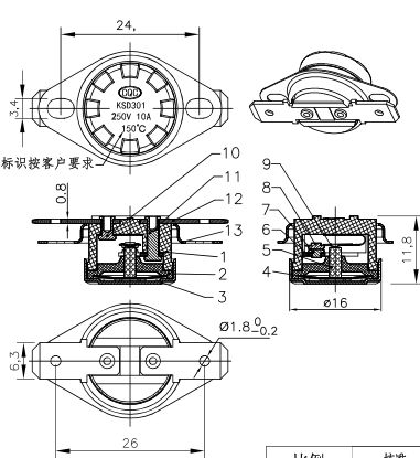 Ceramics Thermostat KSD302/KSD301 250C 260C 270C 280C 290C 300C 190C 195 200C 210C 220C 230C 240C degrees 10A Normally Closed
